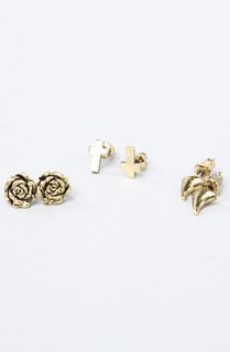 Obey The Rose Thorn and Cross Earring Set
