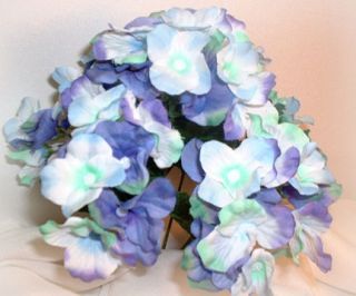 72 Silk Hydrangea Flowers 12 Bushes Artificial Blue Wedding
