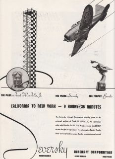 1937 Seversky Aircraft Corp Farmingdale NY Ad SV 1 Airplane Wins