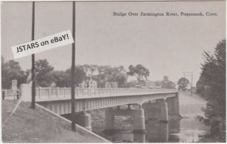 1930s Poquonock Ct Farmington River Bridge Postcard