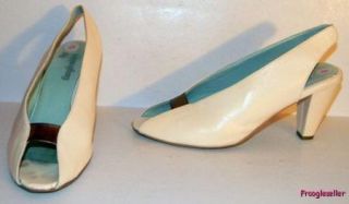 Faryl Robin Womens Open Toe Slingbacks Heels Leather Shoes 8 M Bone