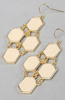 Accessories Boutique The Geometric Drop Earring in Creme and Gold