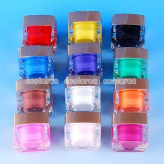 12 Pure Solid Color Glaze Opaque UV Builder Gel Salon Nail Art Tips
