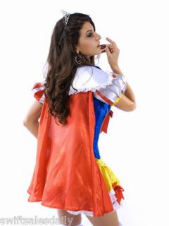 Sexy Womens Satin Snow White Deluxe Corset Costume Fancy Dress Costume