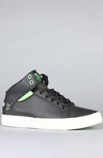 SUPRA The Society Mid Sneaker in Black Waxed Twill Neon Green