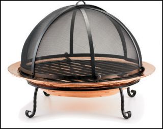 This Hand Hammered PURE COPPER Fire Pit + Wrought Iron Stand & Wire