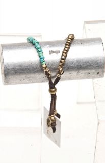 Turquoise Hishi Stone METAL Bead Adjustable Bracelet   Ettika