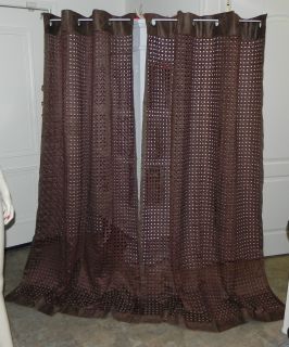 Pair Brown Faux Suede Panels Curtains Perforated Suede Pier 1 Imports