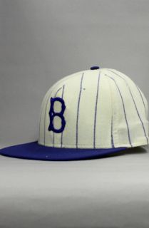 Vintage Deadstock Brooklyn Dodgers Pinstripe Fitted HatCreamBlue