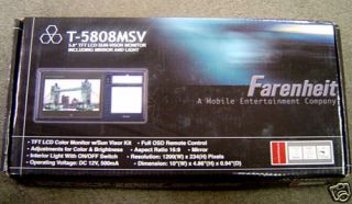 New Farenheit T5808MSV 5 8 TFT LCD Sun Visor Monitor