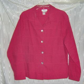 Womens Coldwater Creek Waffle Weave Jacket Coral XL