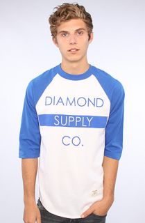 Diamond Supply Co. The Bar Raglan in White & Royal ÃƒÆ’Ã‚Â