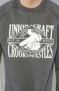 Crooks and Castles The Union Craft Crewneck Sweatshirt in Charcoal