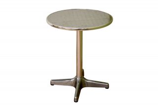 YOU ARE GETTING ONE BRUSHED ALUMINUM TOP CAFE TABLE WITH STEEL BASE IN