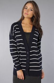 MINKPINK The Varsity Cardigan in Navy and White