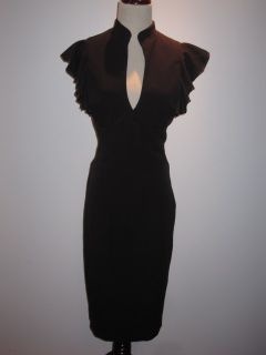 Black Halo Eva Black Ruffle Shoulder Dress 8