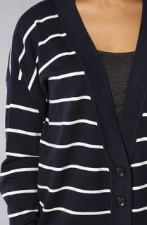 MINKPINK The Varsity Cardigan in Navy and White