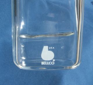  four 5 1/4 inch tall vintage Bellco USA Laboratory glass bottle flasks