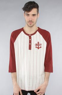 Obey The Dugout Baseball Henley in Oxblood