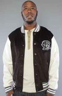 LRG The Game Green Letterman Jacket in Black