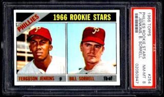 1966 Topps #254 Phillies Rookies Ferguson Jenkins Nm/Mt PSA 8