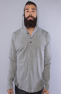 The Agrocult Long Sleeve Hooded Henley in Black Marble Heather