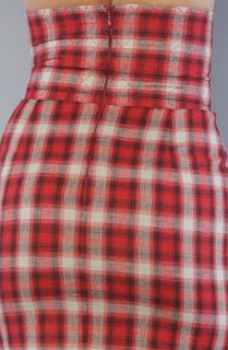 NTICE The Plaid Diamond Quilted High Waist Mini in Red