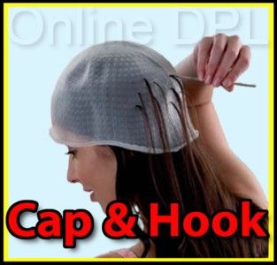Professional Reusable Hair Colouring Highlighting Cap & Hook Frosting