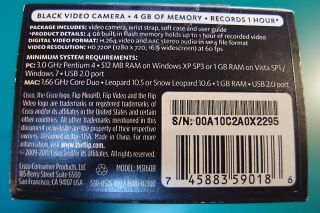 New Flip MinoHD M3160B Video Camera Black 4GB 1 Hour 3rd Generation