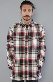 Burton The Haven Sherpa Flannel Jacket in Cardinal Handlebar Plaid