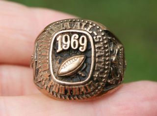 1969 OKLAHOMA ALL STATE HIGH SCHOOL FOOTBALL RING 10K GOLD 13 2 GRAMS