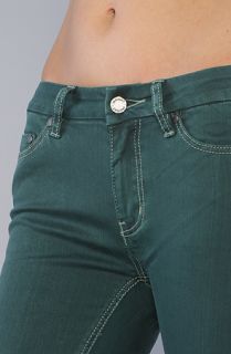 Insight The Run Down Skinny Denim Crop Pant in Bottle Green