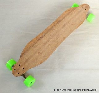 Laminated Bamboo and Fiberglass Longboard Skateboard