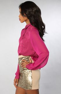 Free People The Best of Both Worlds Buttondown Top in Hot Raspberry