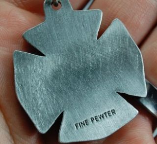 Pewter Silver Firefighter Keychain Medal FD St Florian