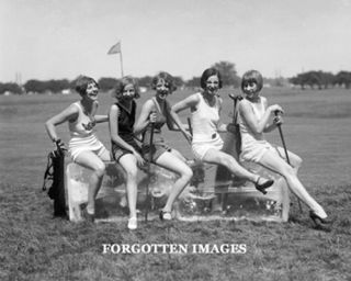 Five Golfing Flappers Sitting on A Block of Ice Photo