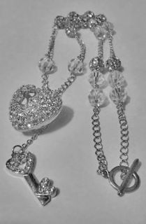  key locket necklace with 10mm swarovski crystals in silver $ 129 99