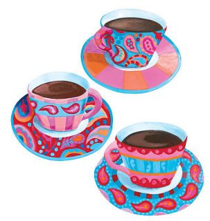  Cup Anna Maria 25 Color Cups Blue Purple Pink Damask Wallies Stickers