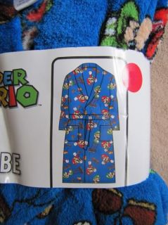 NINTENDO Super Mario Blue Fleece Plush Bath Robe Pajamas sz 7/8