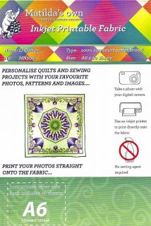 10 Inkjet Printable Fabric Sheets A6 Size 150mm x 101mm