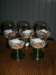 Vintage German Bockling Cordial Shot Glasses Flensburg