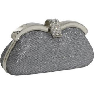 Handbags J Furmani HardCase Shinny Clutch Metallic Silver 