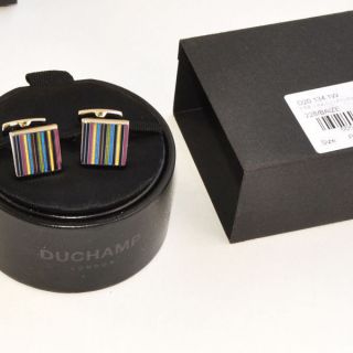 100 new DUCHAMP cufflinks fine line enamel 150 authentic gift box
