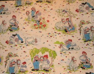 Vintage Raggedy Ann And Andy Flat and Fitted Twin Size Sheets