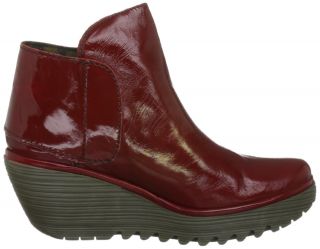 Fly london Yogi Red Patent Leather New Womens Wedge Shoes Boots