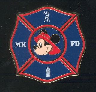 WDW Mickey Fireman Badge Blue Fire Dept Disney Pin