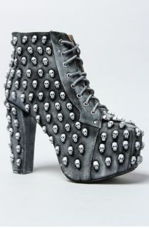 Jeffrey Campbell Boot Skull Embellishments in Black Pewter and White