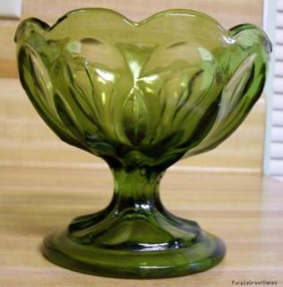 Anchor Hocking Fairfield Forest Green Glass Footed Sherbert Bowl Dish
