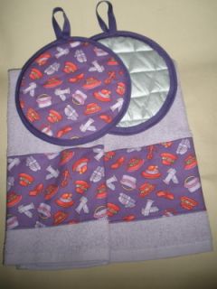  Red Hat Society Kitchen Towels and Potholders