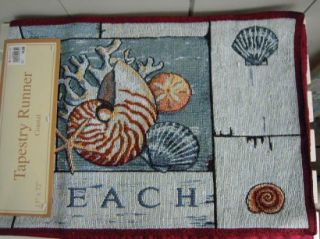 Beach Seashells Tapestry 72 Table Runner Nautical Nautilus Starfish